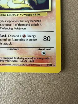 Ninetales 12/102 Holo Base Set 1999 WOTC Pokemon Card - Image 4
