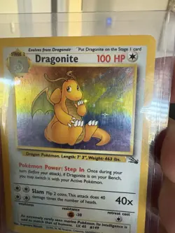 Pokemon TCG Dragonite Fossil Holo Unlimited Rare Card 4/62 LP - Image 1