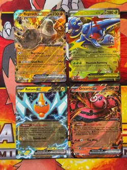 Pokemon TCG (4) Double Rare Card Lot Rotom - Oricorio - Heracross - Regirock - Image 1