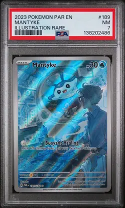 Pokemon TCG Mantyke Card 189/182 Paradox Rift PSA 7 - Image 1