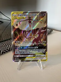 Pokemon TCG Espeon & Deoxys GX SM240 Black Star Promo Holo Card - Image 1