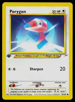 Pokemon Card Neo Destiny Porygon 78/105 Common 1st Edition - Image 1
