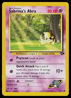 Pokemon Card Gym Challenge Sabrina's Abra 94/132 Common - Image 1
