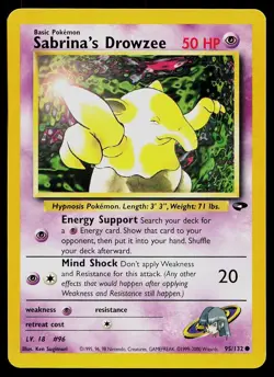 Pokemon Card Gym Challenge Sabrina's Drowzee 95/132 Common - Image 1