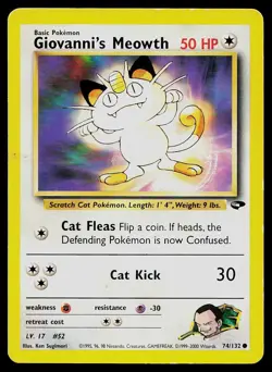 Pokemon Card Gym Challenge Giovanni's Meowth 74/132 Common - Image 1