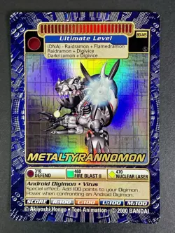 Digimon Metaltyrannomon BO-145S Card 2000 Digi-Battle Series 3 Bandai Holo MINT - Image 2