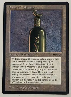 Magic The Gathering MTG BOTTLE OF SULEIMAN Arabian Nights! INKED! - Image 1