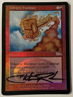 Magic Gathering VOLCANIC HAMMER Super Series Promo Foil Signed Christopher Rush! - Image 1