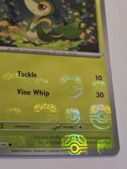 Snivy 001/086 Master Ball Reverse Holo Black Bolt Pokemon Card NM - Image 5