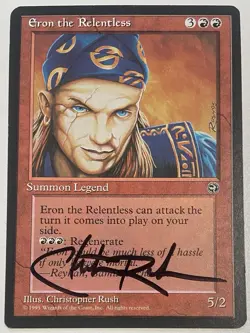 Magic The Gathering MTG ERON RELENTLESS Homelands Signed by Christopher Rush! - Image 1