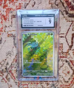 CGC 9 Bulbasaur 2023 Pokemon Card 151 166/165 Art Rare Pokemon Card - Image 1