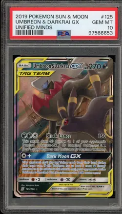 Pokemon Umbreon & Darkrai GX Unified Minds Holo Ultra Rare #125 PSA 10 Gem Mint - Image 1