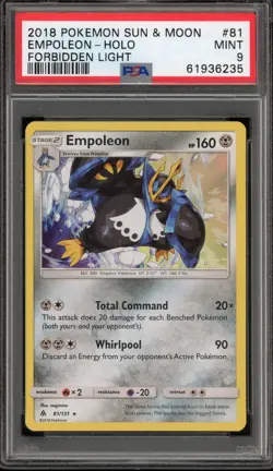 Pokemon Empoleon Forbidden Light Holo Rare #81 PSA 9 Mint - Image 1