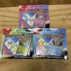 POKEMON: TCG, PRISMATIC EVOLUTIONS TECK STICKER BLISTER PACK LOT OF 3 - Image 1