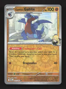 Cynthia's Gabite 103/182 Common Destined Rivals Pokemon Reverse Holo Near Mint - Image 1