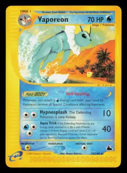 Vaporeon 33/144 Rare Skyridge Pokemon NM - Image 1