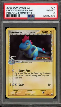Pokemon Croconaw EX Dragon Frontiers Reverse Holo #27 PSA 8 - Image 1