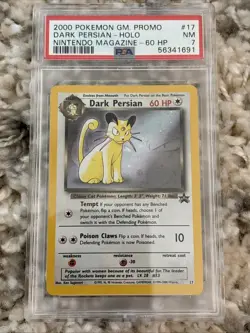 2000 Pokemon Game Promo Dark Persian Holo Nintendo Magazine 60HP #17 PSA 7 NM - Image 1