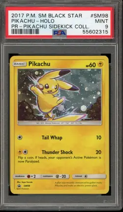 Pokemon Pikachu Sidekick Coll. Black Star Holo Promo SM98 PSA 9 Mint - Image 1