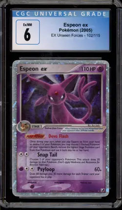 Pokemon Espeon ex EX Unseen Forces Holo Ultra Rare #102 CGC 6 - Image 1