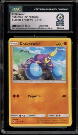 Pokemon Crabrawler Burning Shadows ITALIAN Guinness World Record CGC AUTHENTIC - Image 1