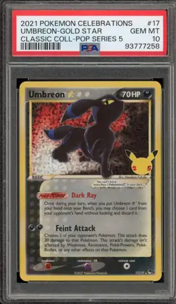 Pokemon Umbreon Star Celebrations Classic Coll POP Series 5 Holo #17 PSA 10 - Image 1