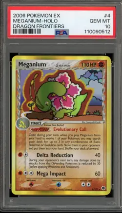 Pokemon Meganium EX Dragon Frontiers Holo Rare #4 PSA 10 Gem Mint - Image 1