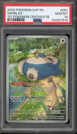 Pokemon Center Stamp Promo Snorlax 151 ETB SVP EN 051 PSA 10 Gem Mint - Image 1