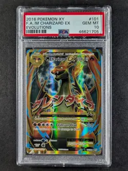 2016 Pokemon XY Evolutions M CHARIZARD EX Full Art Holo English 101/108 PSA 10 - Image 1