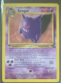 Pokemon Gengar 20/62 Fossil Rare 80 HP Unlimited Regular Psychic 1999 Card - Image 1