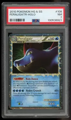 2010 POKEMON HEARTGOLD FERALIGATR PRIME #108 ULTRA RARE PSA 7 NM - Image 1