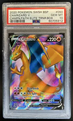 2020 Pokemon Black Star Promo Champions Path Charizard V #SWSH050 PSA 10 - Image 1