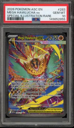 Pokemon Mega Hawlucha ex Ascended Heroes Special Illustration Rare #283 PSA 10 - Image 1