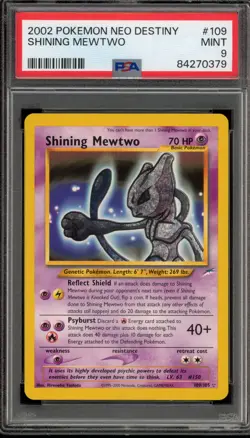 Pokemon Shining Mewtwo Neo Destiny Unlimited Holo Secret Rare #109 PSA 9 Mint - Image 1