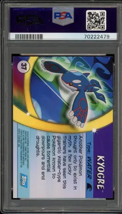 Pokemon Topps Kyogre Advanced Challenge Foil #37 PSA 9 Mint - Image 2