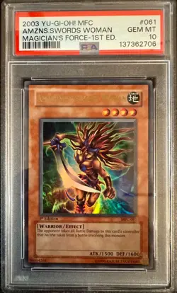 PSA 10 YuGiOh Amazoness Swords Woman MFC-061 1st Edition Magician's Force Ultra - Image 1