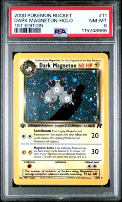 2000 Pokemon Rocket #11 Dark Magneton - Holo 1st Edition PSA 8 - Image 1
