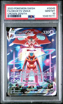 PSA 10 Pokemon Deoxys VMAX GG45 Crown Zenith Galarian Gallery Ultra Rare Holo - Image 1