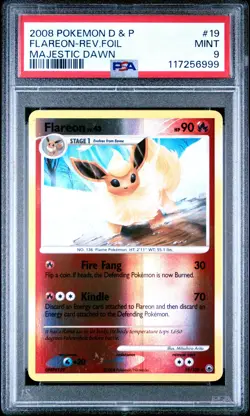 2008 POKEMON DP MAJESTIC DAWN FLAREON #19 REVERSE FOIL PSA 9 MINT #117256999 - Image 1