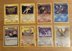 Pokemon Card Lot (8) Vintage Non-Holo WOTC - Dark Charizard Raikou Dark Gyarados - Image 1