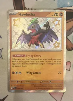 Pokemon TCG Hawlucha Scarlet & Violet Paldean Fates Holo Shiny Rare Card 175/091 - Image 1