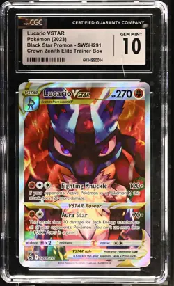 CGC 10 Pokemon Lucario VSTAR SWSH291 Crown Zenith ETB Holo Black Star Promo psa - Image 1