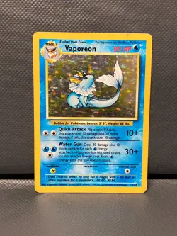 VAPOREON JUNGLE HOLO NO SYMBOL ERROR - MP - RARE VINTAGE POKEMON CARD 1999 WOTC - Image 1