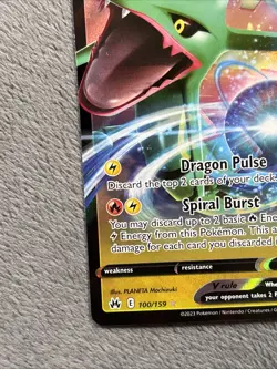 Rayquaza V 100/159 Crown Zenith Pokemon Card Full Art Holo Rare - Image 5