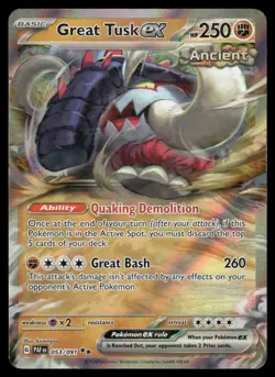 Pokemon Cards Great Tusk ex 053/091 Paldean Fates Double Rare NM - Image 1