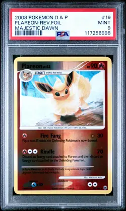2008 POKEMON DP MAJESTIC DAWN FLAREON #19 REVERSE FOIL PSA 9 MINT #117256998 - Image 1