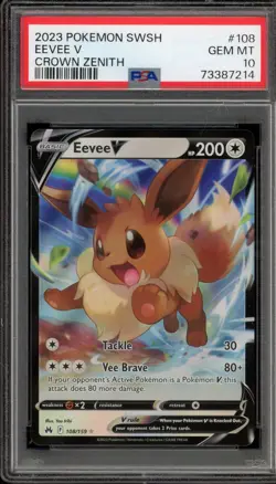 Pokemon Eevee V Crown Zenith Holo Rare #108 PSA 10 Gem Mint - Image 1