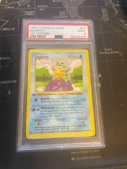 Pokemon PSA 9 MINT 1999 Squirtle 1st Edition Shadowless Base Set Card 63/102 - Image 1