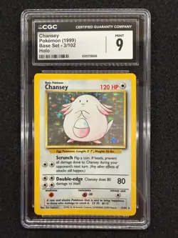 1999 Pokemon Base Set Chansey #3 - 3/102 Holo Rare PSA CGC 9 Mint - CLEAN! - Image 1