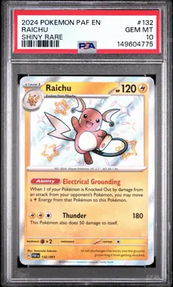 PSA 10 Raichu 132/091 Paldean Fates Shiny Graded Pokemon Card - Image 1